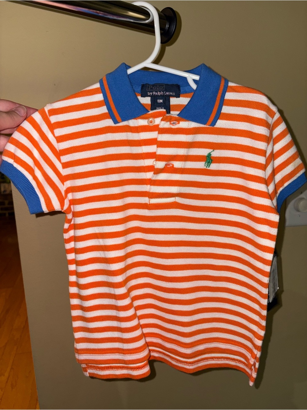 NWT Polo Ralph Lauren Orange & White Striped Cotton Polo - 18 months